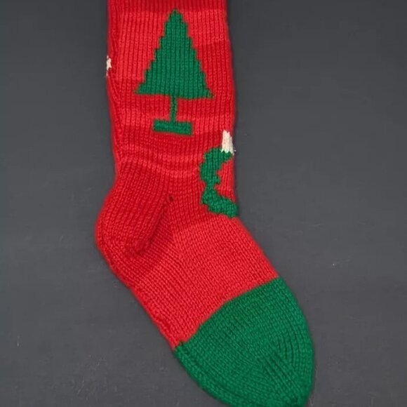 Vintage Christmas Knit Stocking Farmhouse Snowman Primitive KEVIN Handmade - Picture 6 of 6